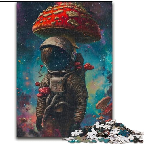 Puzzle für Erwachsene, 1000 Teile, Psychedelischer Pilz-Astronauten-Puzzle aus Holz, entspannende Unterhaltung, Heimdekoration, 1000 Teile(50x75cm) von XHAXING