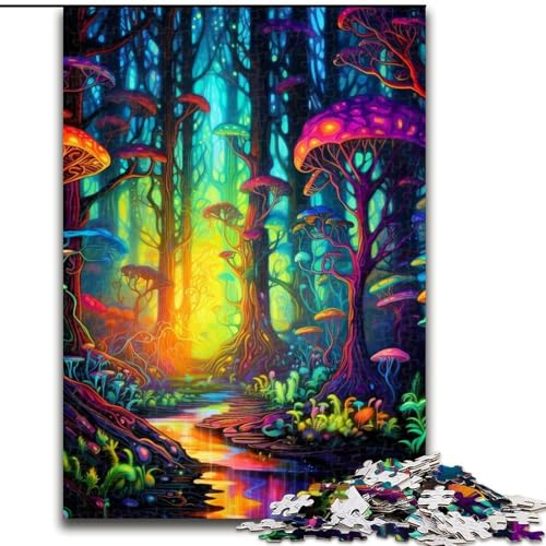 Puzzle für Erwachsene, 1000 Teile, Psychedelischer Pilzwald, aus Pappe, lustiges Basteln für die ganze Familie, perfekt für Geburtstage, Feiertage, 1000 Teile(26x38cm) von XHAXING