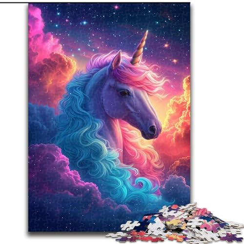 Puzzle für Erwachsene, 1000 Teile, Regenbogen-Einhorn-Puzzle aus Pappe, lehrreiches und unterhaltsames Indoor-Spiel für die Heimdekoration, 1000 Teile(26x38cm) von XHAXING