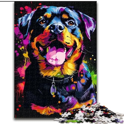 Puzzle für Erwachsene, 1000 Teile, Rottweiler DJ Neon, aus Pappe, Spaß für die ganze Familie, Basteln, perfekt für Geburtstage, Feiertage, 1000 Teile(26x38cm) von XHAXING