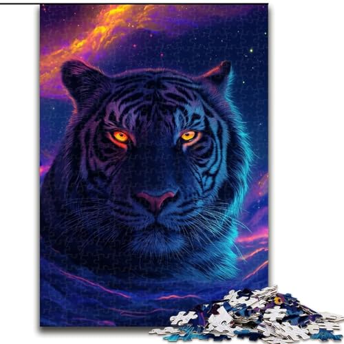 Puzzle für Erwachsene, 1000 Teile, Schwarze Tigeraugen Glitzern vor Puzzles aus Holz, lehrreiches und unterhaltsames Indoor-Spiel für die Heimdekoration, 1000 Teile(50x75cm) von XHAXING