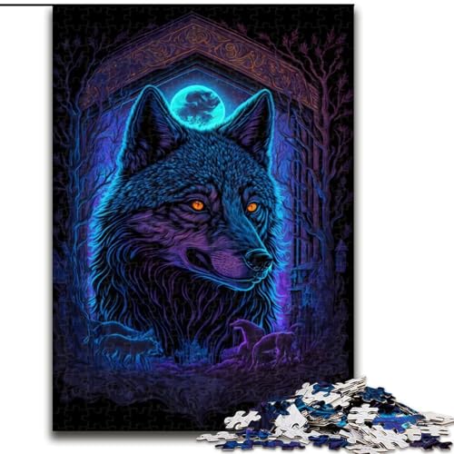 Puzzle für Erwachsene, 1000 Teile, Schwarzlicht-Wolf-Puzzle aus Holz, anspruchsvolles Denkspiel für Teenager, unterhaltsames interaktives Spiel für die ganze Familie, 1000 Teile(50x75cm) von XHAXING