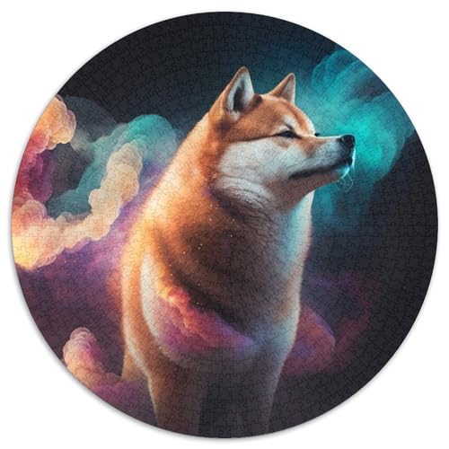 Puzzle für Erwachsene, 1000 Teile, Shiba Inu-Nebel, runde Papierpuzzles, Geburtstage, Weihnachten, Halloween, Thanksgiving, Ostern (Größe 67,5 x 67,5 cm) von XHAXING