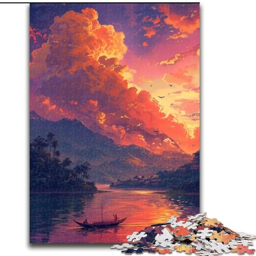 Puzzle für Erwachsene, 1000 Teile, Sonnenuntergangswolken-Puzzle aus Pappe, Eltern, Partner, Freunde – ab 14 Jahren, 1000 Teile(26x38cm) von XHAXING