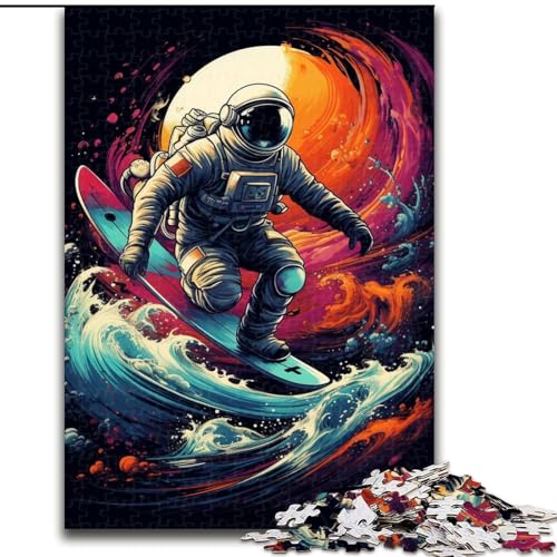 Puzzle für Erwachsene, 1000 Teile, Surf-Astronauten-Puzzle aus Pappe, mit interaktivem Familienspiel, Kinder ab 14 Jahren, 1000 Teile(26x38cm) von XHAXING