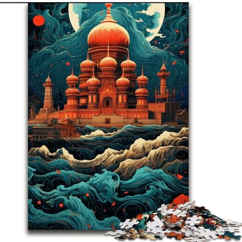 Puzzle für Erwachsene, 1000 Teile, Taj Mahal, Segeln auf der Welle, Puzzle aus Holz, Spielzeug, Geschenk, pädagogisches, intellektuelles, entspannendes Familienspiel, 1000 Teile(50x75cm) von XHAXING
