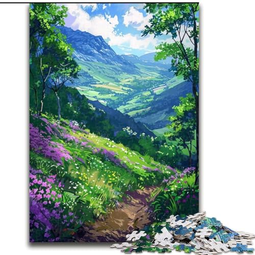 Puzzle für Erwachsene, 1000 Teile, The Green Mountain, aus Holz, Eltern, Partner, Freunde – ab 14 Jahren, 1000 Teile(50x75cm) von XHAXING