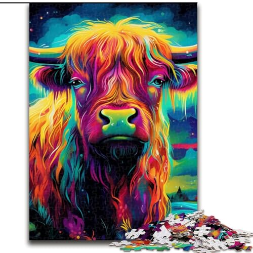 Puzzle für Erwachsene, 1000 Teile, Tier-Büffel-Puzzle aus Holz, anspruchsvolles Denkspiel für Teenager, unterhaltsames interaktives Spiel für die ganze Familie, 1000 Teile(50x75cm) von XHAXING