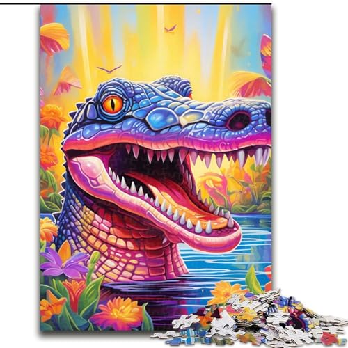 Puzzle für Erwachsene, 1000 Teile, Tier-Nilkrokodile, Puzzle aus Pappe, anspruchsvolles Denkspiel für Teenager, unterhaltsames interaktives Spiel für die ganze Familie, 1000 Teile(26x38cm) von XHAXING