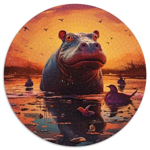Puzzle für Erwachsene, 1000 Teile, Tier-Nilpferde, 1000-teiliges Puzzle mit interaktivem Familienspiel, Kinder ab 14 Jahren (67,5 x 67,5 cm) von XHAXING