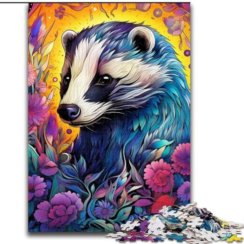 Puzzle für Erwachsene, 1000 Teile, Tiere, Honigdachs, Puzzle aus Pappe, interaktives Familienspiel, Denksportgeschenk, Lernspielzeug, 1000 Teile(26x38cm) von XHAXING