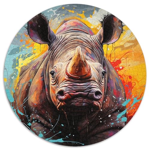Puzzle für Erwachsene, 1000 Teile, Tierkunst, Nashorn, 1000-teiliges Puzzle mit interaktivem Familienspiel, Kinder ab 14 Jahren (67,5 x 67,5 cm) von XHAXING