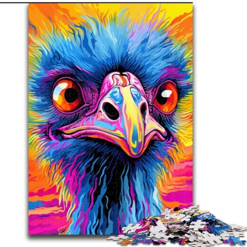 Puzzle für Erwachsene, 1000 Teile, Tierkunst, Straußen-Puzzle aus Holz, interaktives Familienspiel, Heimdekoration zum Selbermachen, anspruchsvolles Denksport-Geschenk, 1000 Teile(50x75cm) von XHAXING