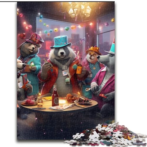 Puzzle für Erwachsene, 1000 Teile, Tierparty-Puzzle aus Holz, anspruchsvolles Denkspiel für Teenager, Spaß für den Familienspieleabend, 1000 Teile(50x75cm) von XHAXING