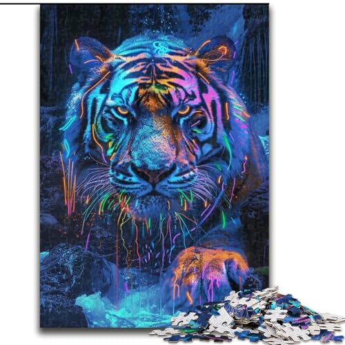 Puzzle für Erwachsene, 1000 Teile, Tiger im Wasserfall, Puzzle aus Holz, mit interaktivem Familienspiel, Kinder ab 14 Jahren, 1000 Teile(50x75cm) von XHAXING
