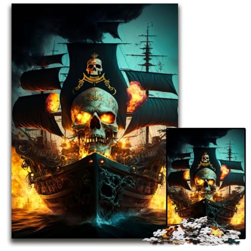Puzzle für Erwachsene, 1000 Teile, Totenkopf-Piratenschiff, Holzpuzzle für Erwachsene, Denkspiel für Teenager und Familieninteraktion, 50x75cm Puzzle für Erwachsene, 1000 Teile, Totenkopf-Piratenschiff, Holzpuzzle für Erwachsene, Denkspiel für Teenager und Familieninteraktion, 50x75cm von XHAXING