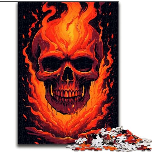 Puzzle für Erwachsene, 1000 Teile, Totenkopf aus Feuer, Puzzle aus Holz, anspruchsvolles Denkspiel für Teenager, unterhaltsames interaktives Spiel für die ganze Familie, 1000 Teile(50x75cm) von XHAXING