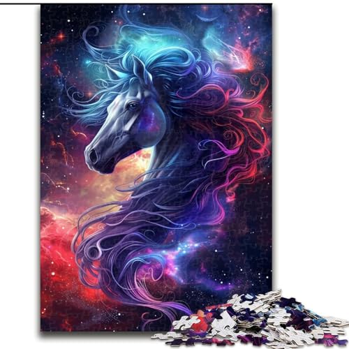Puzzle für Erwachsene, 1000 Teile, Traumhaftes lila Pferd, Puzzle aus Holz, Spaß für die ganze Familie, Basteln, perfekt für Geburtstage, Feiertage, 1000 Stück(50x75cm) von XHAXING