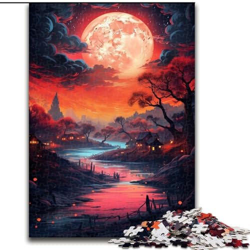 Puzzle für Erwachsene, 1000 Teile, Vollmond, Bunte Puzzles aus Pappe, lehrreiches und unterhaltsames Indoor-Spiel für die Heimdekoration, 1000 Teile(26x38cm) von XHAXING