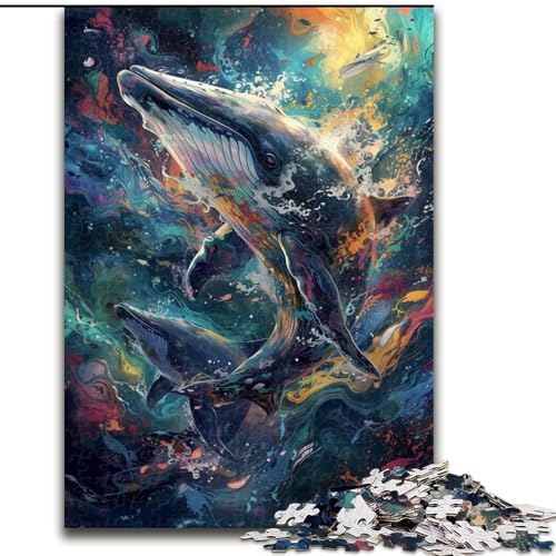 Puzzle für Erwachsene, 1000 Teile, Wale in der Galaxie, Puzzle aus Pappe, Eltern, Partner, Freunde – ab 14 Jahren, 1000 Teile(26x38cm) von XHAXING