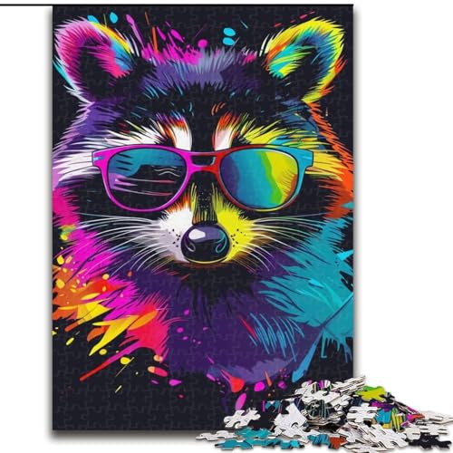 Puzzle für Erwachsene, 1000 Teile, Waschbär mit Kopfhörern, Puzzle aus Pappe, ideales Weihnachts- oder Geburtstagsgeschenk, Partyspiel-Spielzeug, 1000 Teile(26x38cm) von XHAXING