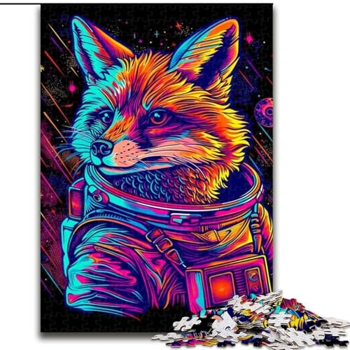 Puzzle für Erwachsene, 1000 Teile, Weltraum-Astronauten-Fuchs, aus Pappe, lehrreiches und unterhaltsames Indoor-Spiel für die Heimdekoration, 1000 Teile(26x38cm) von XHAXING