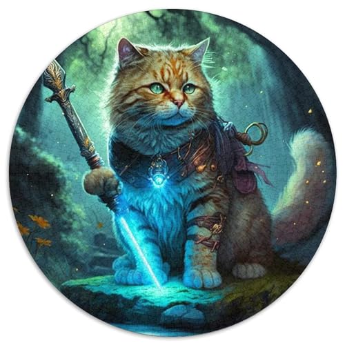 Puzzle für Erwachsene, 1000 Teile, Weltraumkatze, rund, aus Pappe, Geburtstag, zu Weihnachten und Halloween (Größe 67,5 x 67,5 cm) von XHAXING