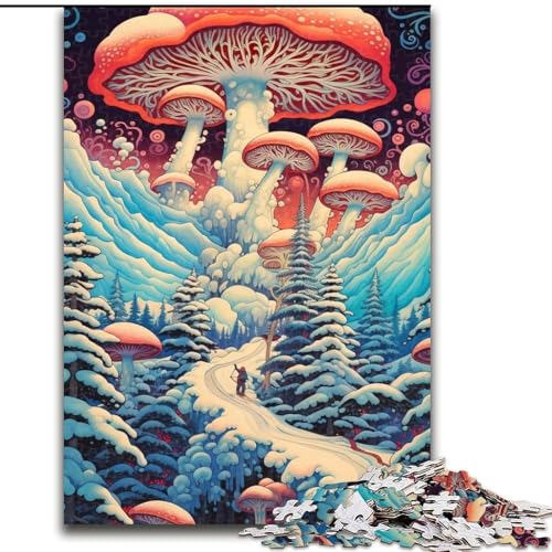 Puzzle für Erwachsene, 1000 Teile, Winter-Pilz-Straße, aus Pappe, interaktives Familienspiel, Denksport-Geschenk, Lernspielzeug, 1000 Teile(26x38cm) von XHAXING