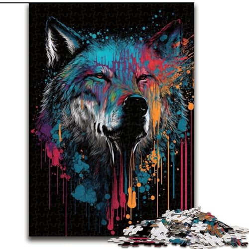 Puzzle für Erwachsene, 1000 Teile, Wolf, Bunte Puzzles aus Pappe, lehrreiches und unterhaltsames Indoor-Spiel für die Heimdekoration, 1000 Teile(26x38cm) von XHAXING