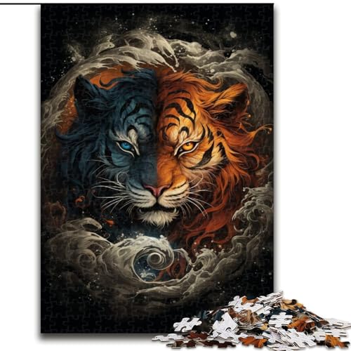 Puzzle für Erwachsene, 1000 Teile, Ying Yang, Drache und Tiger, aus Holz, anspruchsvolles Denkspiel für Teenager, unterhaltsames interaktives Spiel für die ganze Familie, 1000 Teile(50x75cm) von XHAXING