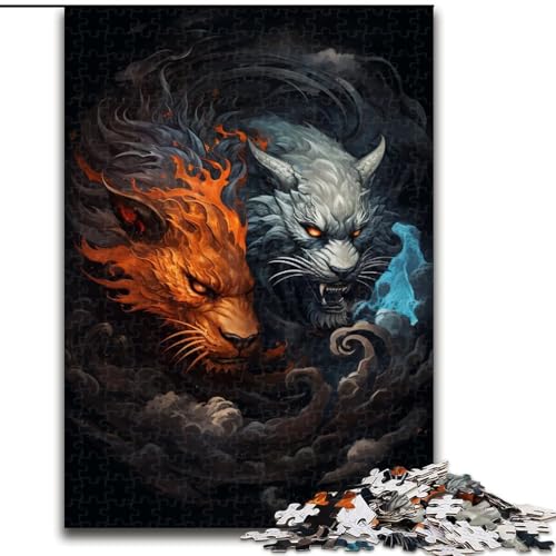 Puzzle für Erwachsene, 1000 Teile, Ying-Yang-Drache und Tiger, aus Holz, lustiges Basteln für die ganze Familie, perfekt für Geburtstage, Feiertage, 1000 Teile(50x75cm) von XHAXING
