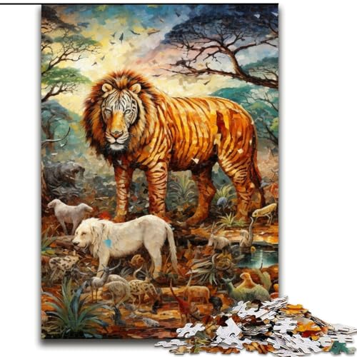 Puzzle für Erwachsene, 1000 Teile, afrikanische Tiere, Puzzle aus Holz, Spaß für die ganze Familie, Basteln, perfekt für Geburtstage, Feiertage, 1000 Stück(50x75cm) von XHAXING