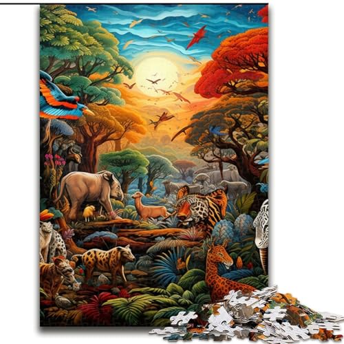 Puzzle für Erwachsene, 1000 Teile, afrikanische Tiere, Puzzle aus Holz, anspruchsvolles DIY-Denkspiel, interaktives Familienspiel, 1000 Teile(50x75cm) von XHAXING