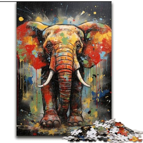 Puzzle für Erwachsene, 1000 Teile, afrikanischer Elefant, aus Pappe, lehrreiches und unterhaltsames Indoor-Spiel für die Heimdekoration, 1000 Teile(26x38cm) von XHAXING