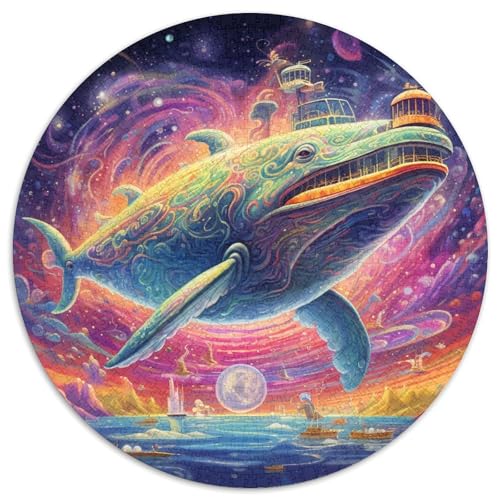 Puzzle für Erwachsene, 1000 Teile, bunter Blauwal, rund, aus Pappe, anspruchsvolles Denkspiel für Teenager, perfekt als Heimdekoration oder Geschenk (67,5 x 67,5 cm) von XHAXING