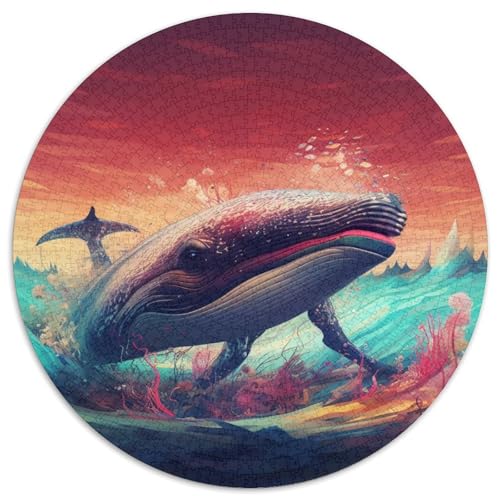 Puzzle für Erwachsene, 1000 Teile, bunter Wal, 1000-teiliges Puzzle mit interaktivem Familienspiel, Kinder ab 14 Jahren (67,5 x 67,5 cm) von XHAXING