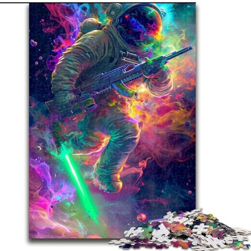 Puzzle für Erwachsene, 1000 Teile, buntes Astronauten-Puzzle aus Holz, Eltern, Partner, Freunde – ab 14 Jahren, 1000 Teile(50x75cm) von XHAXING