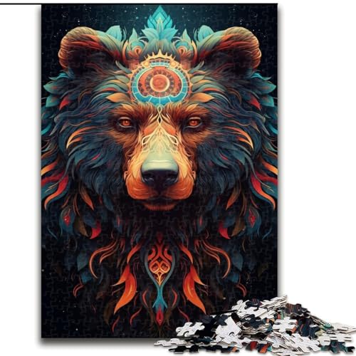 Puzzle für Erwachsene, 1000 Teile, buntes Braunbär-Puzzle aus Pappe, Weihnachten, Halloween, Ostern, Neujahr, 1000 Teile(26x38cm) von XHAXING