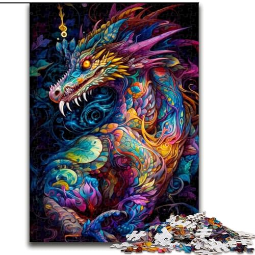 Puzzle für Erwachsene, 1000 Teile, buntes Drachen-Puzzle aus Holz, anspruchsvolles Denkspiel für Teenager, Spaß für den Familienspieleabend, 1000 Teile(50x75cm) von XHAXING