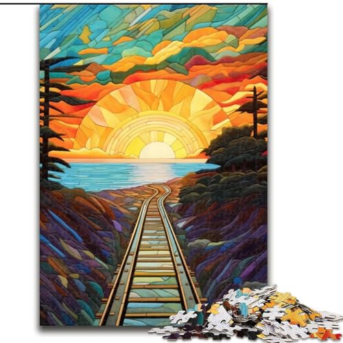 Puzzle für Erwachsene, 1000 Teile, buntes Eisenbahn-Puzzle aus Holz, für Teenager und Familienspaß, 1000 Teile(50x75cm) von XHAXING
