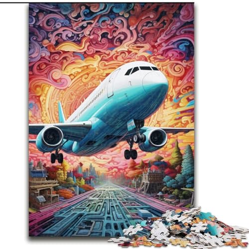 Puzzle für Erwachsene, 1000 Teile, buntes Flugzeug-Puzzle aus Holz, anspruchsvolles Denkspiel für Teenager, unterhaltsames interaktives Spiel für die ganze Familie, 1000 Teile(50x75cm) von XHAXING