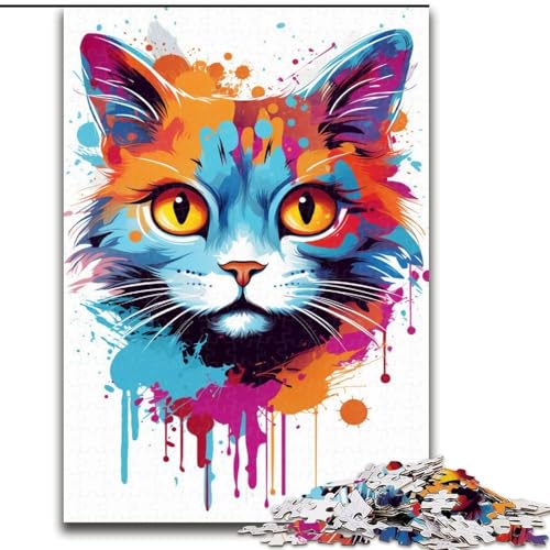 Puzzle für Erwachsene, 1000 Teile, buntes Katzenpuzzle aus Holz, Weihnachten, Halloween, Ostern, Neujahr, 1000 Teile(50x75cm) von XHAXING