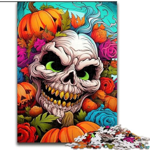 Puzzle für Erwachsene, 1000 Teile, buntes Kürbisschädel-Puzzle aus Pappe, interaktives Familienspiel, Denksportgeschenk, Lernspielzeug, 1000 Teile(26x38cm) von XHAXING