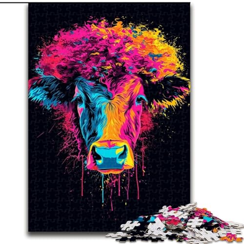 Puzzle für Erwachsene, 1000 Teile, buntes Kuh-Puzzle aus Holz, Weihnachten, Halloween, Ostern, Neujahr, 1000 Teile(50x75cm) von XHAXING