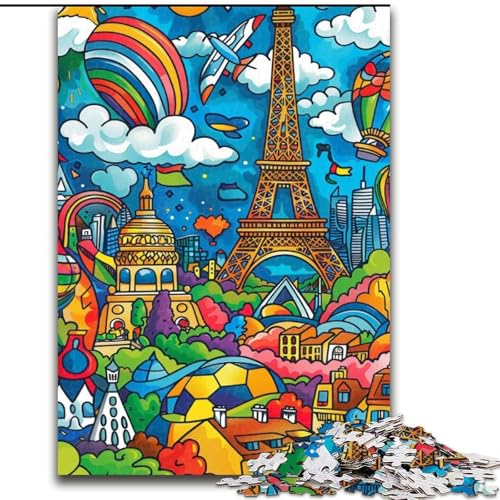 Puzzle für Erwachsene, 1000 Teile, buntes Stadtpuzzle aus Holz, anspruchsvolles Denkspiel für Teenager, unterhaltsames interaktives Spiel für die ganze Familie, 1000 Teile(50x75cm) von XHAXING