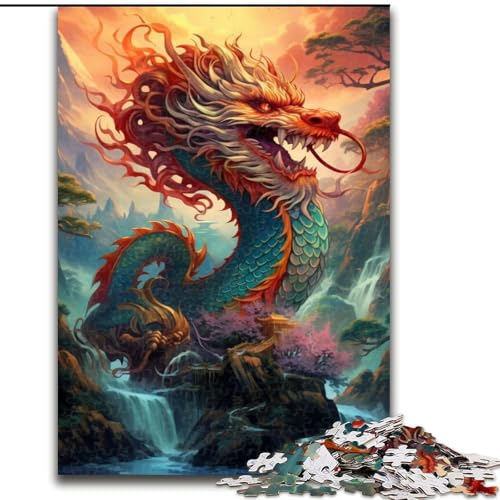 Puzzle für Erwachsene, 1000 Teile, chinesisches Drachen-Puzzle aus Holz, Denkspiel, interaktives Familienspiel, geeignet für Kinder ab 14 Jahren, 1000 Teile(50x75cm) von XHAXING