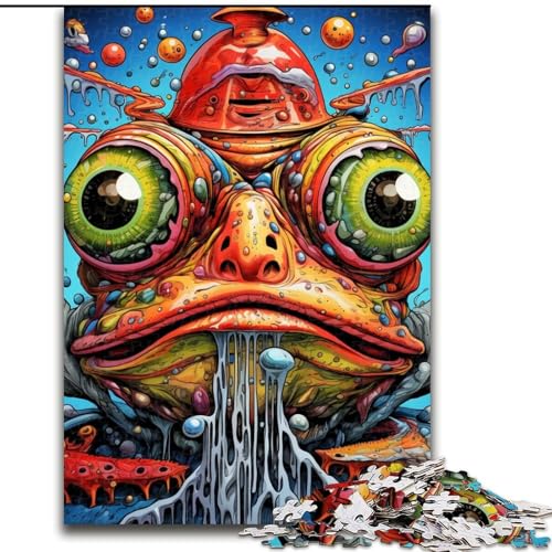 Puzzle für Erwachsene, 1000 Teile, farbenfrohe Kunstfrösche, aus Pappe, interaktives Familienspiel, Denksportgeschenk, Lernspielzeug, 1000 Teile(26x38cm) von XHAXING