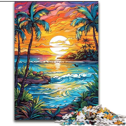 Puzzle für Erwachsene, 1000 Teile, farbenfrohe Strandkunst-Puzzles aus Holz, Heimdekoration und Urlaubsspaß, 1000 Teile(50x75cm) von XHAXING