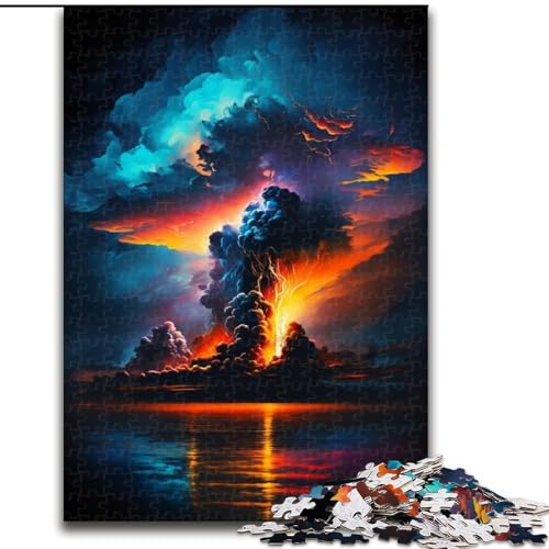Puzzle für Erwachsene, 1000 Teile, farbenfrohe psychedelische Vulkane, aus Pappe, Spaß für die ganze Familie, Basteln, perfekt für Geburtstage, Feiertage, 1000 Stück(26x38cm) von XHAXING