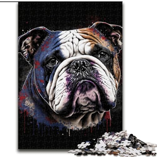 Puzzle für Erwachsene, 1000 Teile, farbenfrohes Bulldoggen-Puzzle aus Pappe, anspruchsvolles Denkspiel für Teenager, unterhaltsames interaktives Spiel für die ganze Familie, 1000 Teile(26x38cm) von XHAXING